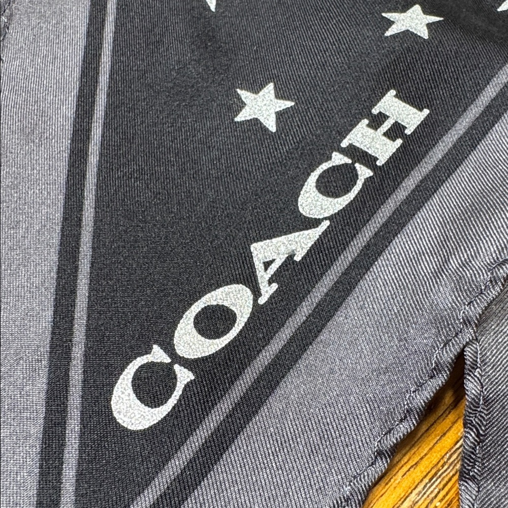 COACH STAR PRINT SILK DIAMOND SCARF - Picture 2 of 3